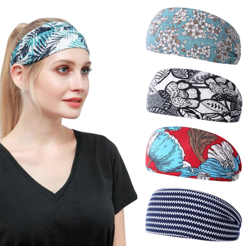 

New Women's Movement hair Accessories Yoga Headband Hair Accessory Running Sweat-Absorbent Headband Printing Elasticity Scarf