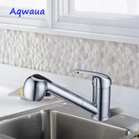 aqwaua kitchen mixer faucet crane sink mixer 1 set polished chrome single handle pull down swivel spout tap hot and cold water