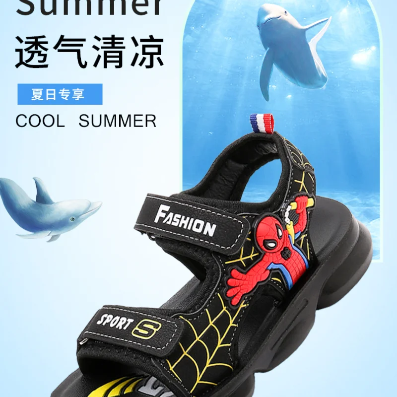 

Sandals boys' 2021 summer new Zhongda children's spider soft sole cartoon beach shoes tidal shoes children's shoes