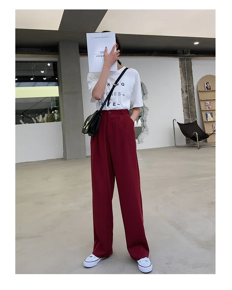 

A252-Summer trendy one button skinny pants wide leg pants
