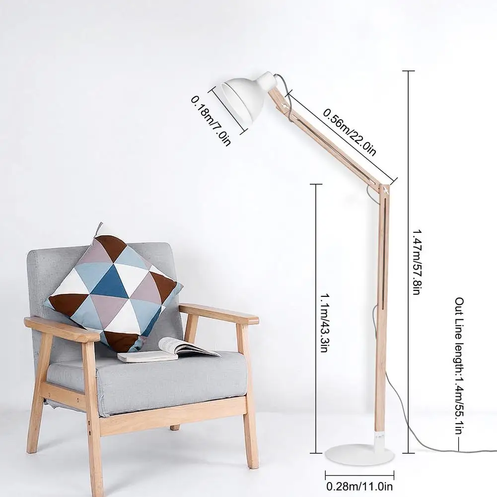

Wooden Floor Lamp Adjustable Waterproof Warm White 8W Energy-saving Lamps Trapeze Flat Wood Pole Floor Lamp