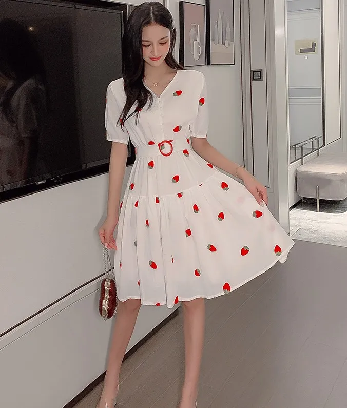 Женское Хлопковое платье с коротким рукавом элегантное приталенное праздничное