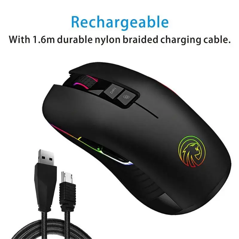 VODOOL M600 перезаряжаемая Беспроводная Бесшумная игровая мышь USB 2,4 ГГц Беспроводная RGB подсветка геймер Бесшумная мышь для ПК ноутбука видеоигра