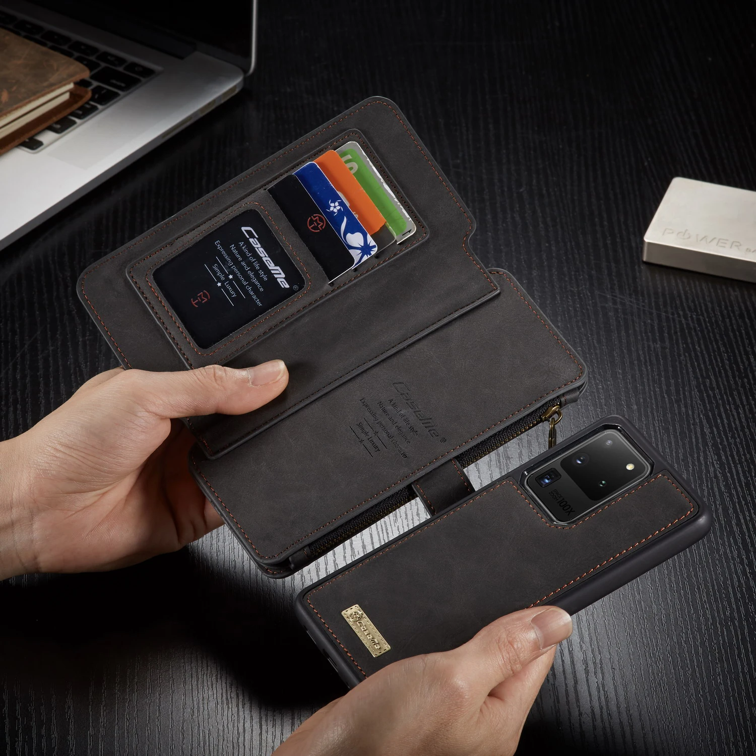 CaseMe чехол для Samsung Галактики S8 S9 S10 Note10 S20 плюс ультра кожи на молнии
