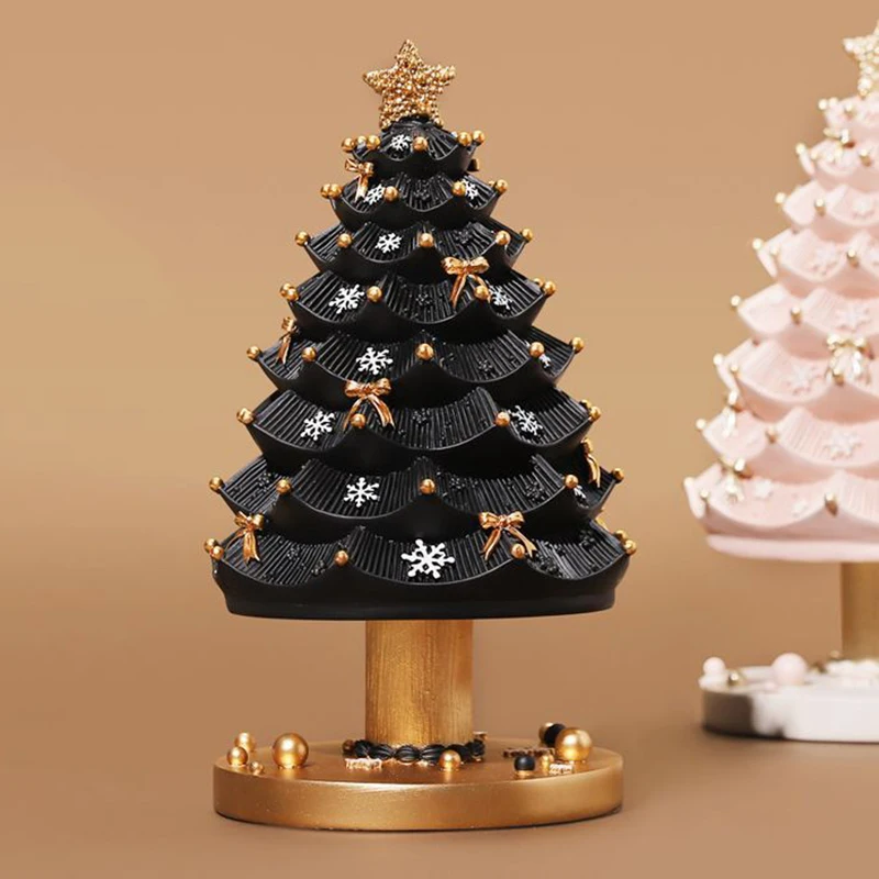 

Luxury Resin Christmas Tree Desktop Ornaments Home Living Room Xmas Decorations Artificial 3D Christmas Tree Christmas Gifts