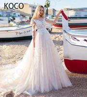 macdugal wedding dress 2021 elegant sweetheart illusion o neck tulle beach party bride gown aplliques vestido de novia civil