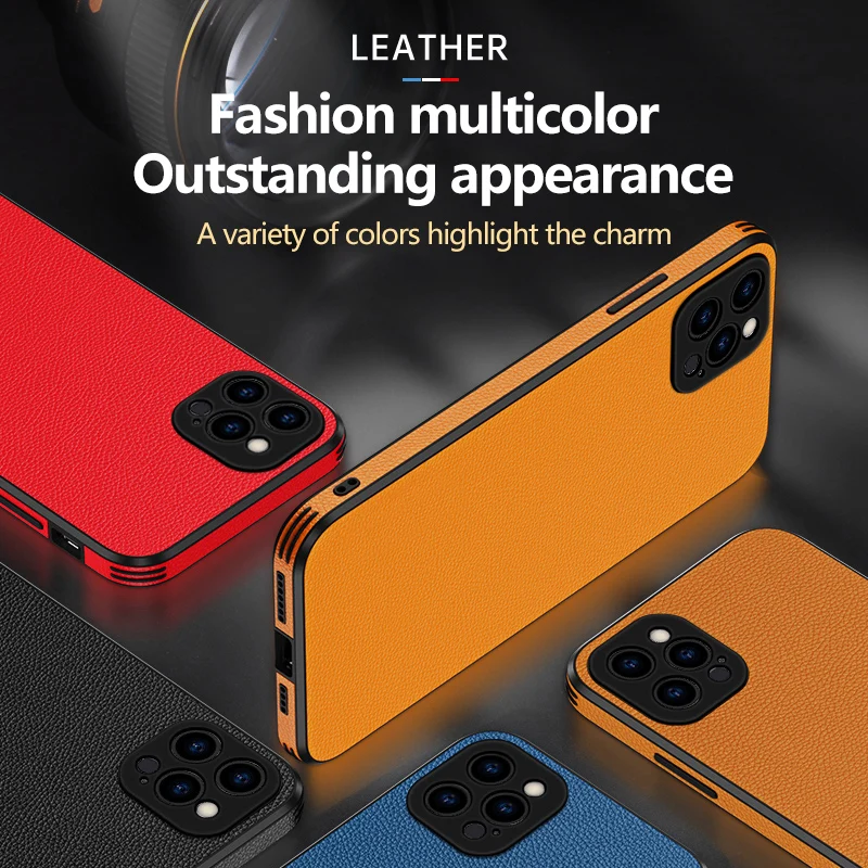 

Ultra-Thin Luxury Leather Anti-Drop Phone Case, Suitable For iPhone 12 11Pro XSMax XR X XS 8 7 6 6s Plus Silicone Case