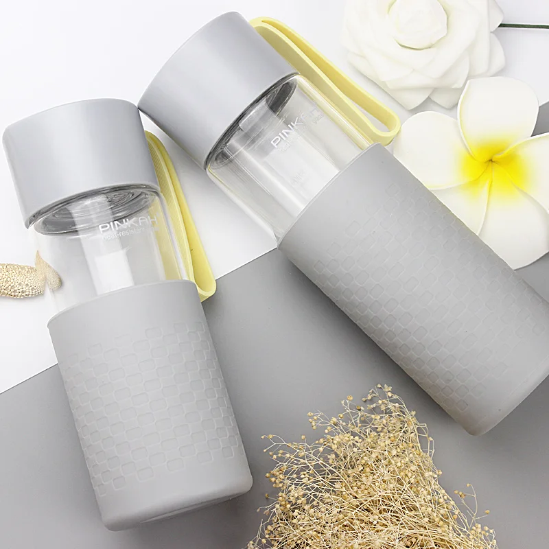 Стеклянная бутылка для воды Pinkah без бисфенола Высокая боросиликатная стеклянная