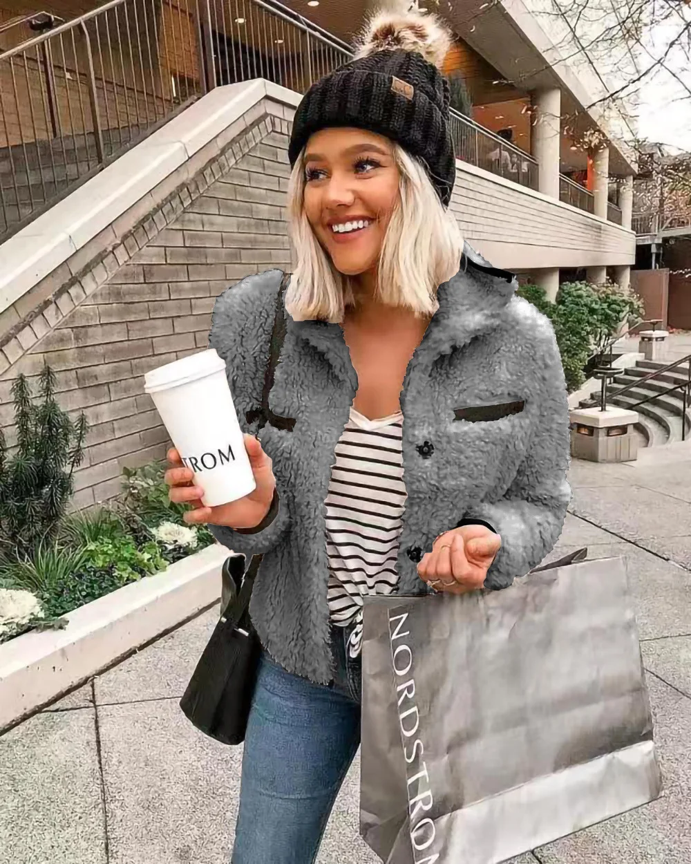 

2021 Autumn Cashmere Sweater Polo Women's Decorative Fur Mao Coat Fur OverCoat Fashion Casual Warm Winter TopCoat New Fashion