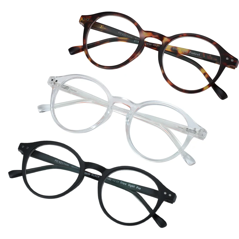 

BLUEMOKY Round Anti Blue Light Reading Glasses Men Vintage Clear Computer Eye Glasses Hyperopia Lens Diopter Presbyopia Eyewear
