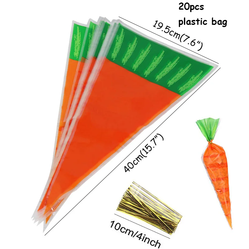 20pcs plastic bag Наволочка на подушку с пасхальным Кроликом, яйцами, пасхальными, шоколадными яйцами, курицей, пасхальными украшениями для дома, вечерние украшения, подарок - Цвет: 20pcs plastic bag