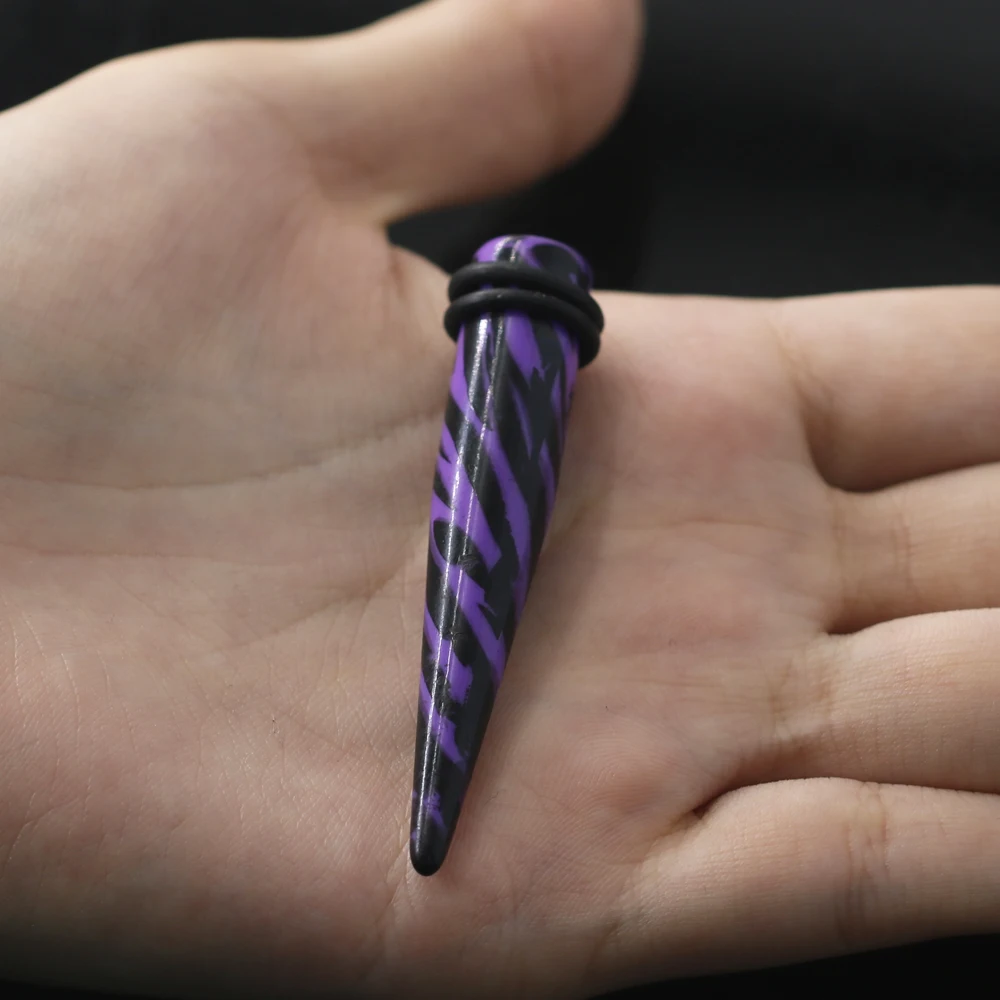 1 шт. фиолетовый узор острый конус леопарда шпильки экспандер для уха стрейч