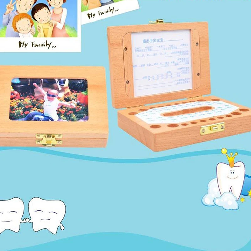 

Wooden Photo Frame Fetal Hair Deciduous Tooth Organizer Milk Teeth Storage Box Newborn Baby Souvenirs Gift
