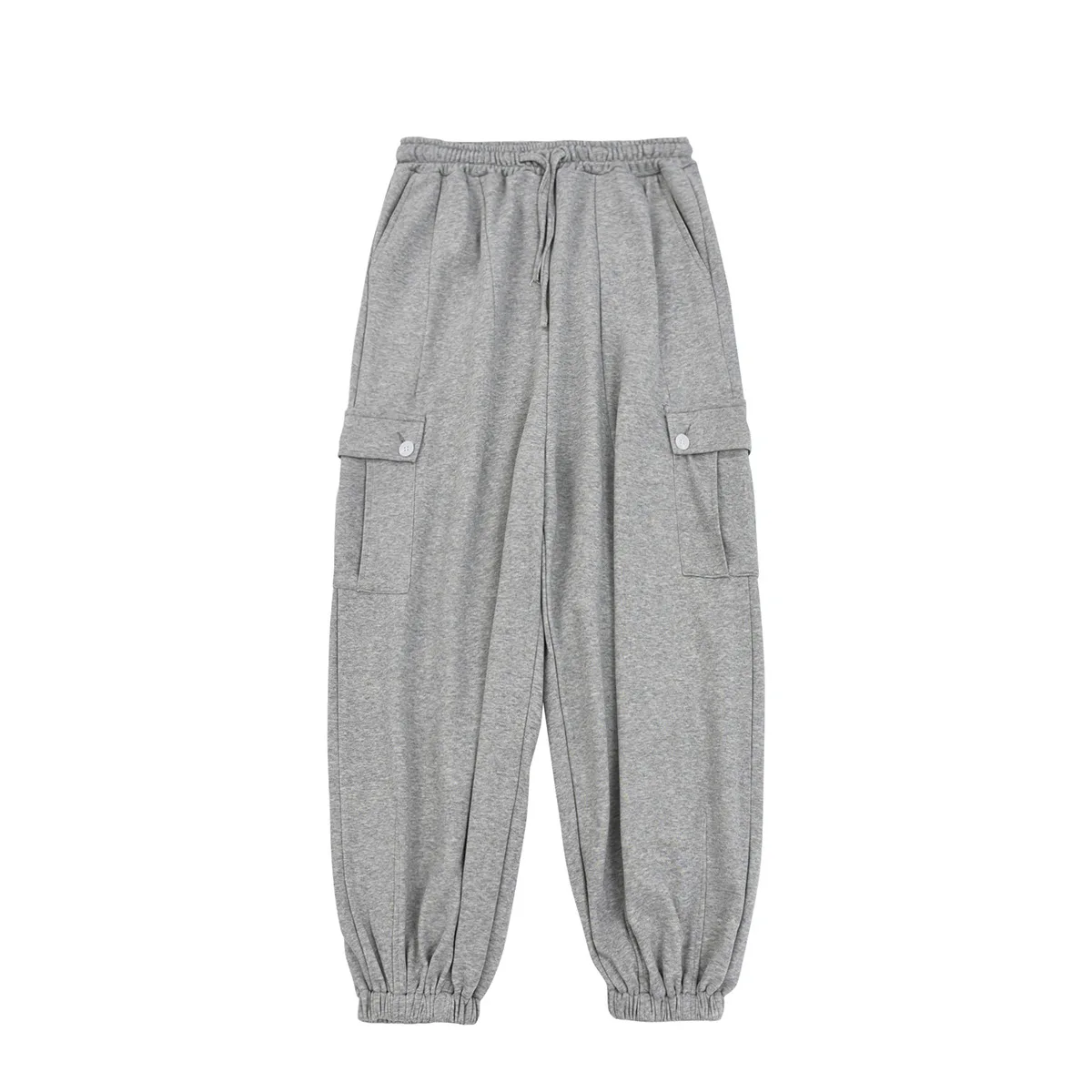 

2021 spring and summer casual pants men's fashion brand tie pants loose wide-leg nine-point all-match tooling sports casual pant