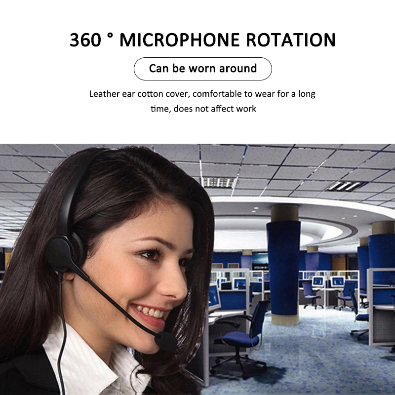 

Telephone Traffic Headset USB Port 360 Rotatable Call Centre Noise Cancelling Headset With Microphone Volume