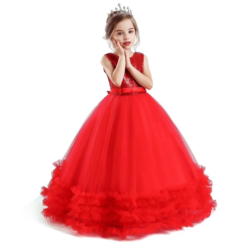 От 5 до 14 лет Платье для девочек маленьких с бантом со стразами открытой спиной и