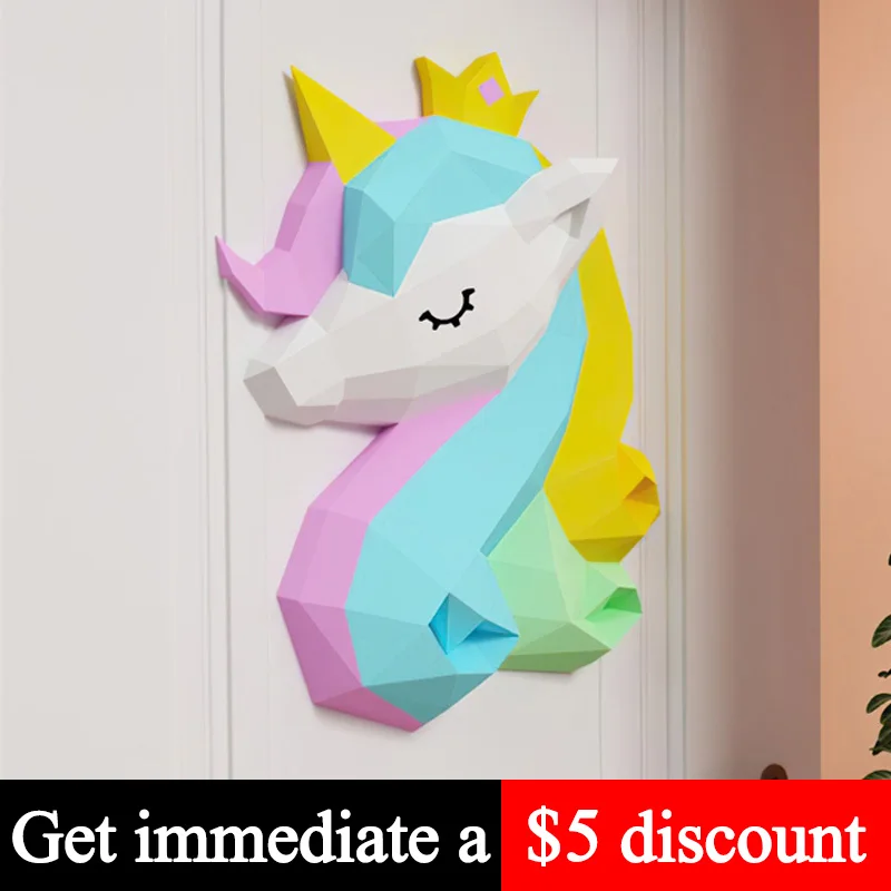 Радуга с единорогом лошадью животным Бумага модель Настенный декор 3D украшения