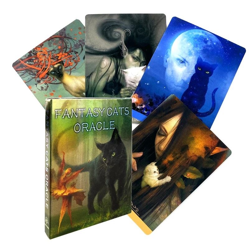 

FANTASY CATS Oracle Cards Full English Classic Board Games Cards Imaginative Oracle Divination Desk Game Tarot Cards With PDF