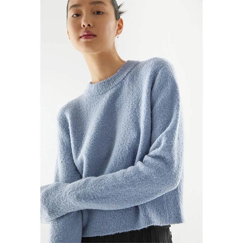 

Осенние новые свободные короткие свитера для женщин, повседневный женский свитер с круглым вырезом и длинным рукавом, вязаный Топ