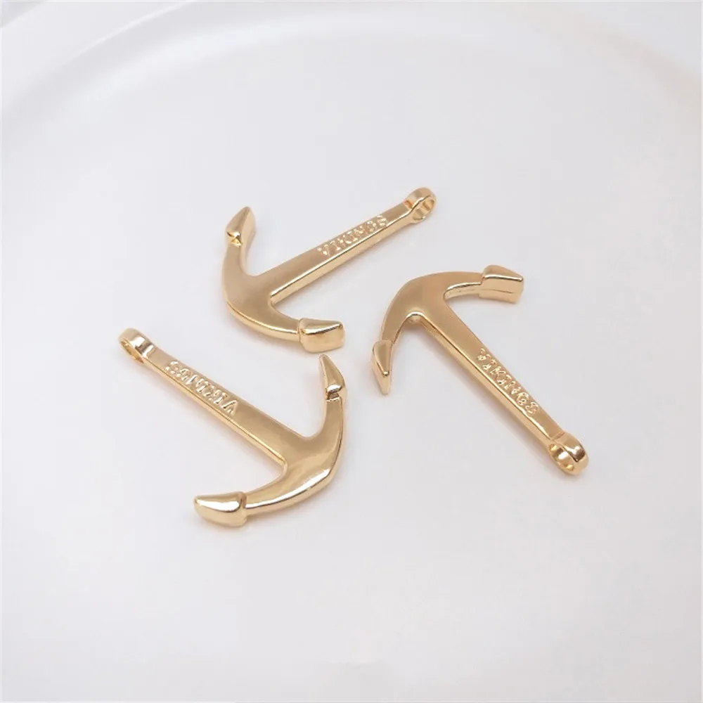 

14K Gold Color Anchor accessories Bracelet, leather rope, chain link pendant, DIY hand string, hand rope end buckle accessories