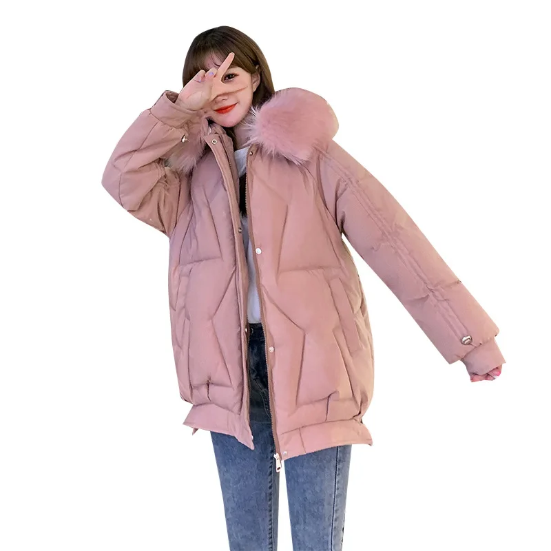 

Down Cotton Hooded Jacket Women's Mid-length 2020 Winter European and American Loose Parka Coat Long Hooded Women's Jacket