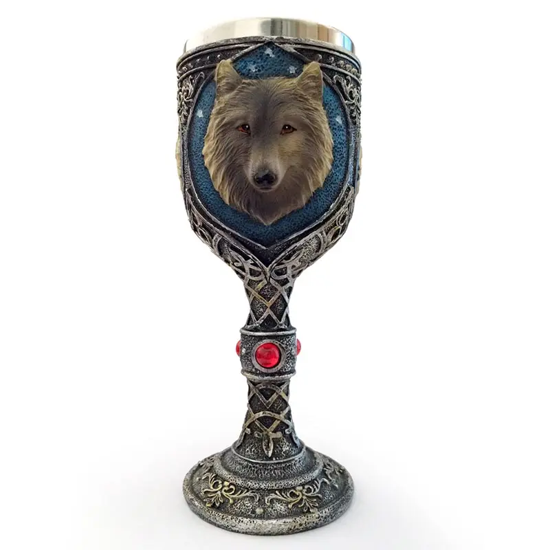 Omife Creative Skull Mug Game Of Thrones 3D Beer Cups Viking Anime Wine Tumbler Cartoon Coffee Cup Halloween Mugs Gift Drinkware - Цвет: Wolf