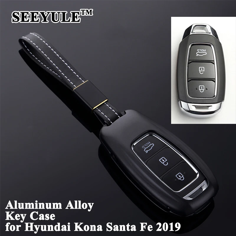 Чехол для ключей SEEYULE алюминиевый сплав защитный чехол Hyundai Kona Santa Fe Santafe 1 шт.