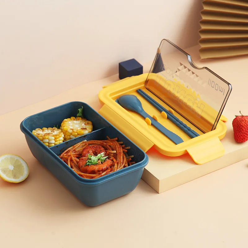 

1100ml Portable Lunch Box with Compartments Container Bento Box Leakproof Food Container for Kids Student with Tableware