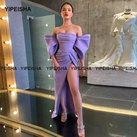 yipeisha lavender prom dresses high split off shoulder mermaid evening gown jersey robe de soiree puff sleeves party dress