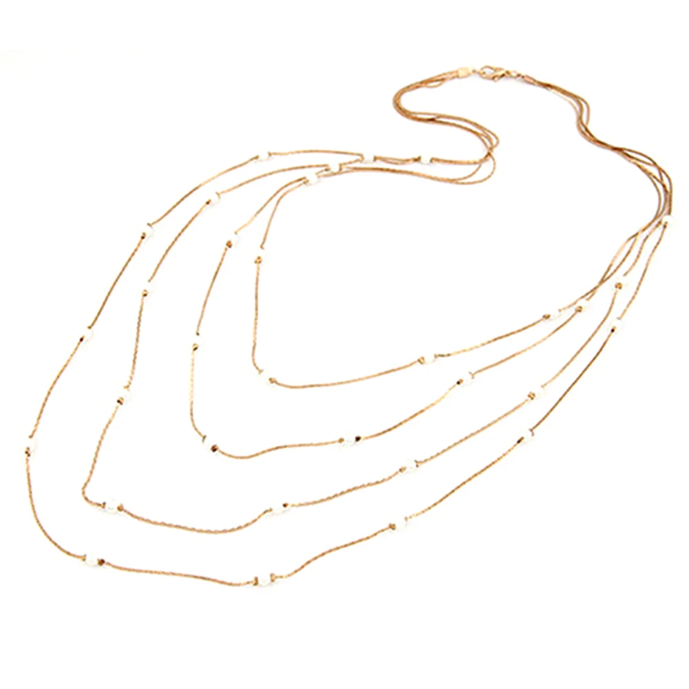 Элегантный женский аксессуар многослойное дизайнерское длинное ожерелье с