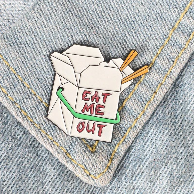 Eat Me Out эмалированная булавка с отворотом забавные броши для фаст фуда ювелирные