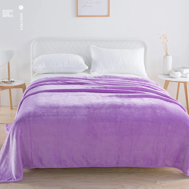 Коралловое Флисовое одеяло для сна мягкие летние покрывала дивана однотонное