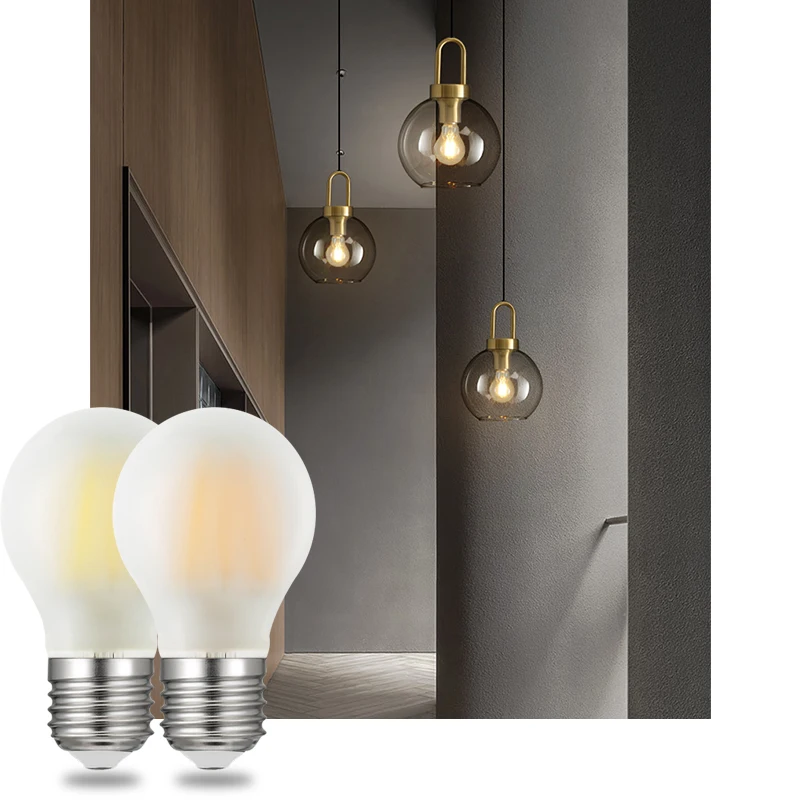 Диммируемая матовая A60 2W 4W 6W 8W Led E27 E26 Винтаж подвесной светильник в стиле ретро 110V