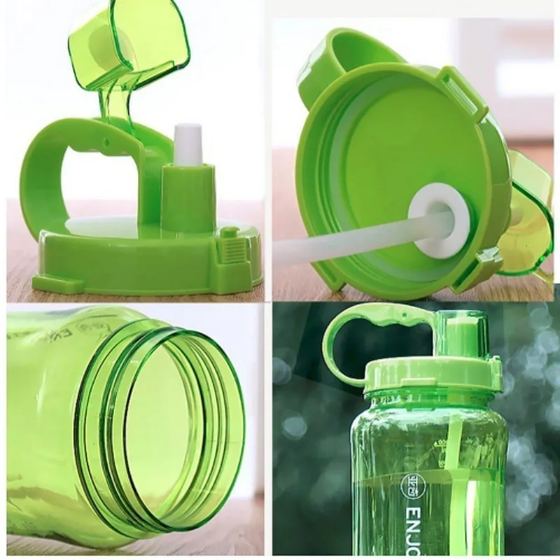 Вместительная Спортивная соломенная бутылка для воды 4 конфетных цвета 1 л/2 л 2000