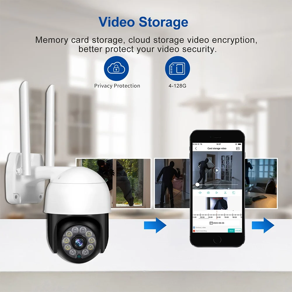 

1080P Surveillance Camera with Wifi Outdoor IP Camera 360 Pan/Tilt 4X Digital Zoom Night Vision Wireless Home Security Camera
