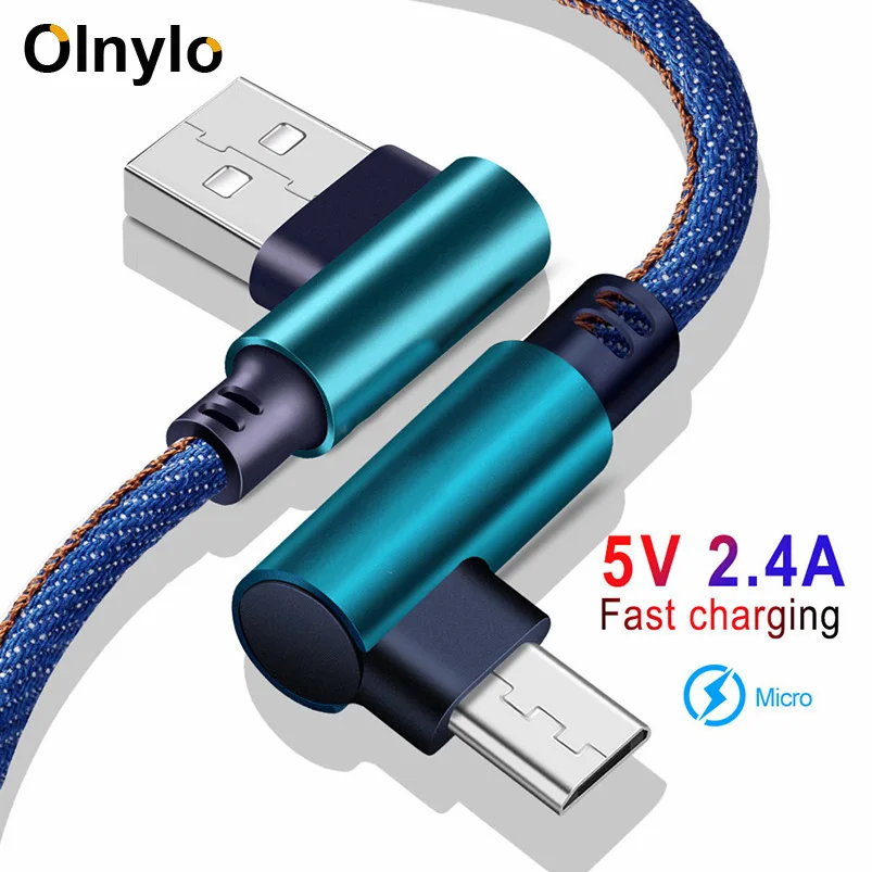 Кабель Olnylo Micro USB кабель для быстрой зарядки и передачи данных на 90 градусов Huawei