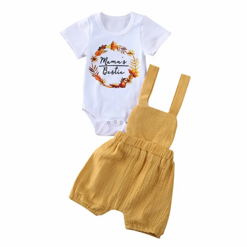 

AU Newborn Baby Girl Kids T-shirt Romper Tops + Strap Pants Outfits Clothes Sets