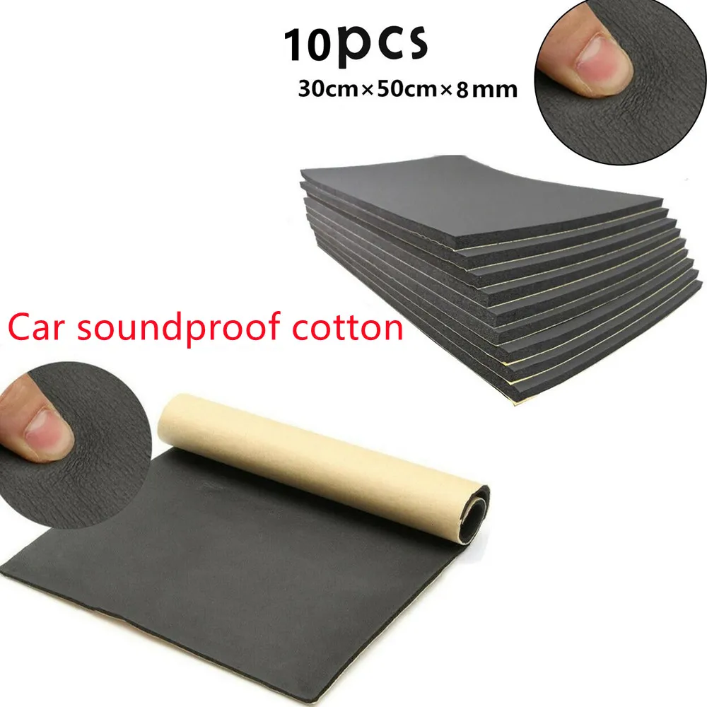 

10pcs 8mm 30x50cm Car Soundproof Cotton Rubber And Plastic High Noise Reduction & Thermal Insulation Properties