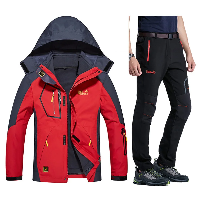 Зимние теплые лыжные костюмы для мужчин водонепроницаемые флисовые зимние