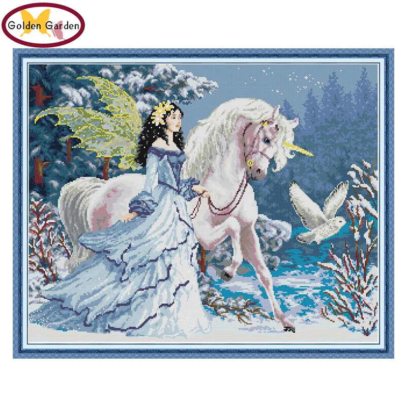 

Набор для верховой езды с изображением единорогов GG Elves 11CT 14CT Joy Sunday Kit, набор для рукоделия в стиле арт-деко, вышивка крестиком для домашнего ...