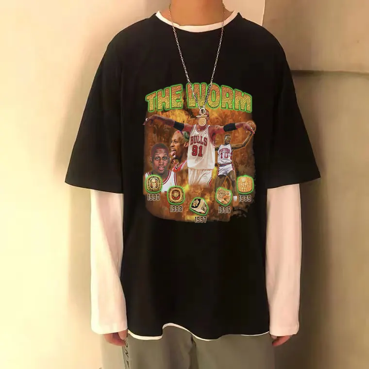 

Notorious Dennis Rodman Print T-shirt Mens Hip Hop Rapper Travis Scott T Shirts Men Women Classic Rocky 97 Tees The Worm Tshirt