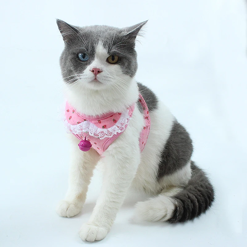 

Cute Dog Cat Harness and Leash Set Polyester Material Pet Puppy Harness Lead Cat Collar Clothes Vest for Small Cats Kitten Pet