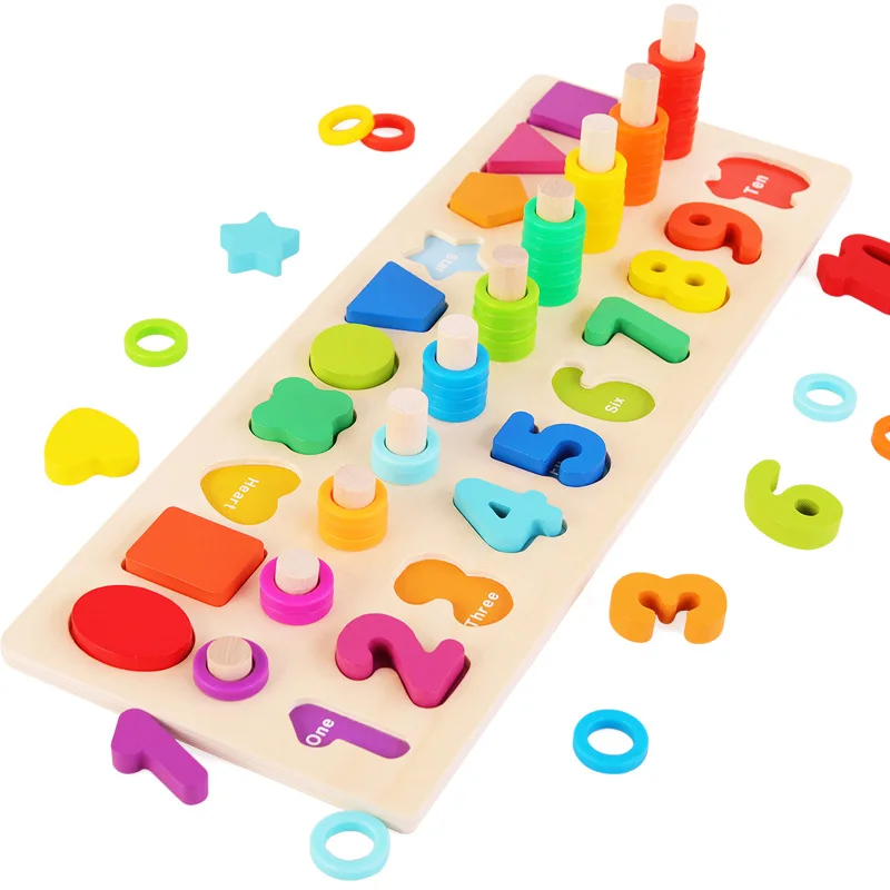 

Montessori Kids Early Educational Math Toy 1 Set Learning Geometry Color Count Numbers Toys for Preschool Children