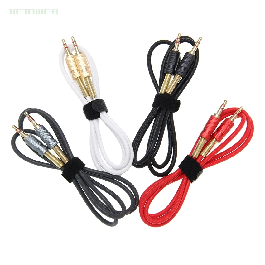 

1m 3.5mm AUX Male to Male Audio Cable Cord Gold-plated spring protect protective for Phone Car Speaker 50pcs/lot