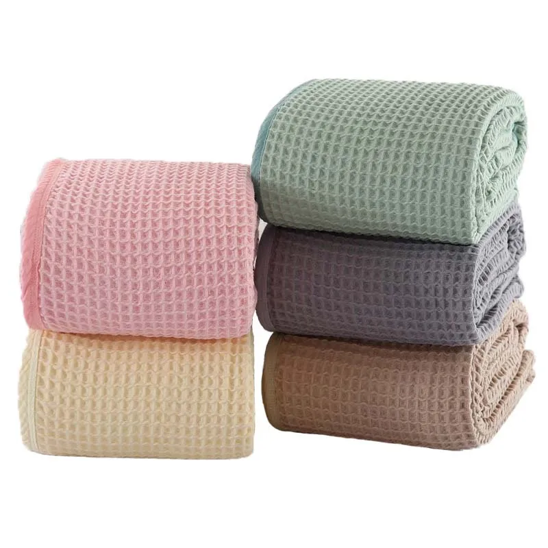 

Cotton Infant Stroller Wrap Waffle Towel Blanket for Bed Soft Throws For Kids Teens Lightweight Bedspread Back To School