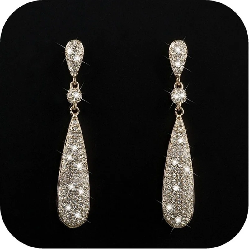 

Exquisite Full AAA Clear CZ Dangle Earrings Water Drop Silver Color Long Women's Earrings Dazzling Crystal AnniversaryJewelry