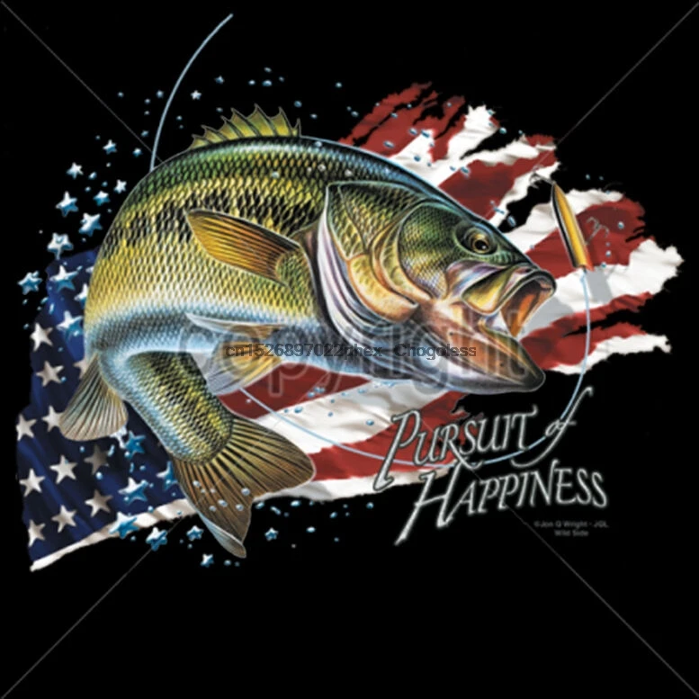 Футболка с изображением стремления к счастью окуня США Америки патриотической