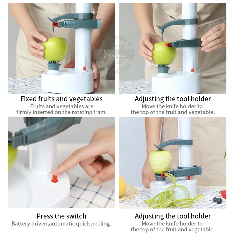 Konco Automatic Peeler Battery Type Fruits Vegetable Zester Apple Potato Grater Peeling Tool Kitchen Gadgets | Дом и сад