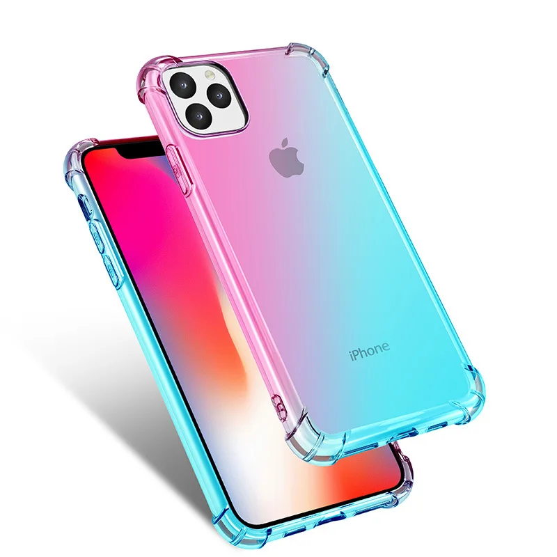 Силиконовая, в цветах радуги чехол для iPhone 11 Pro градиентный Прозрачный чехол для iPhone 11 Pro Max мягкий TPU чехол Coque Shell для iPhone 11 Funda