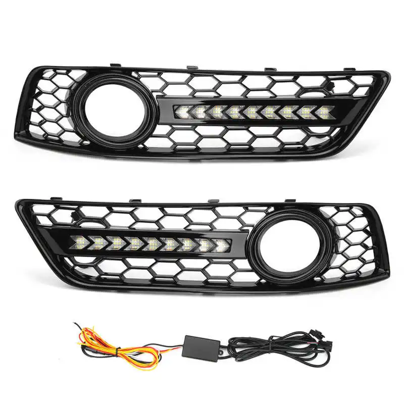 

Car Front Grille grill mesh Glossy Black Fog Light Grille Cover with Light 8P0807682D Fit for A3 8P Sportback car-styling